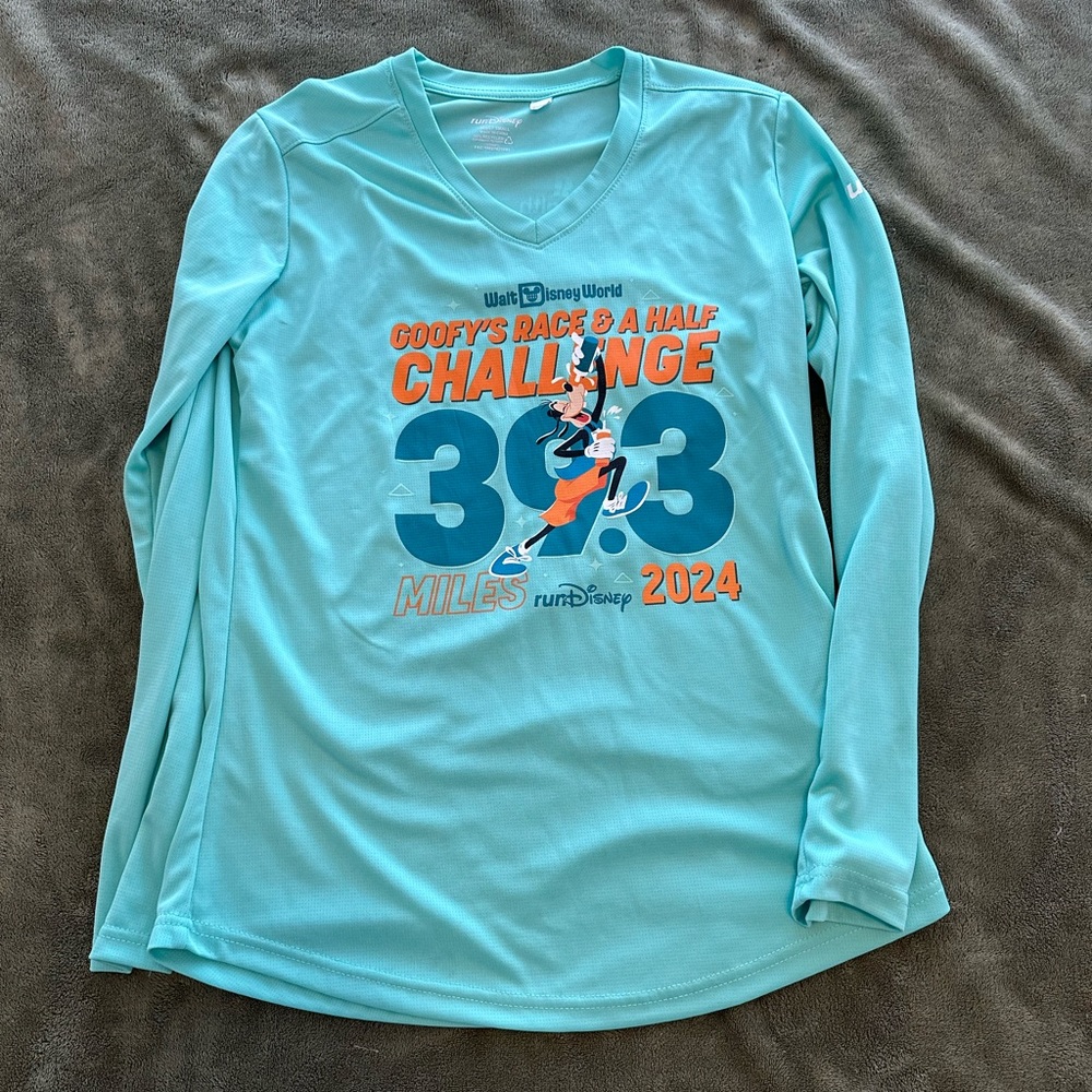 runDisney Goofy Challenge 2024 Light Blue Tech Tee